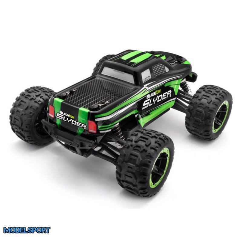 Blackzon Slyder MT - Gr�n er en fjernstyret bil med 4WD i skala 1/16