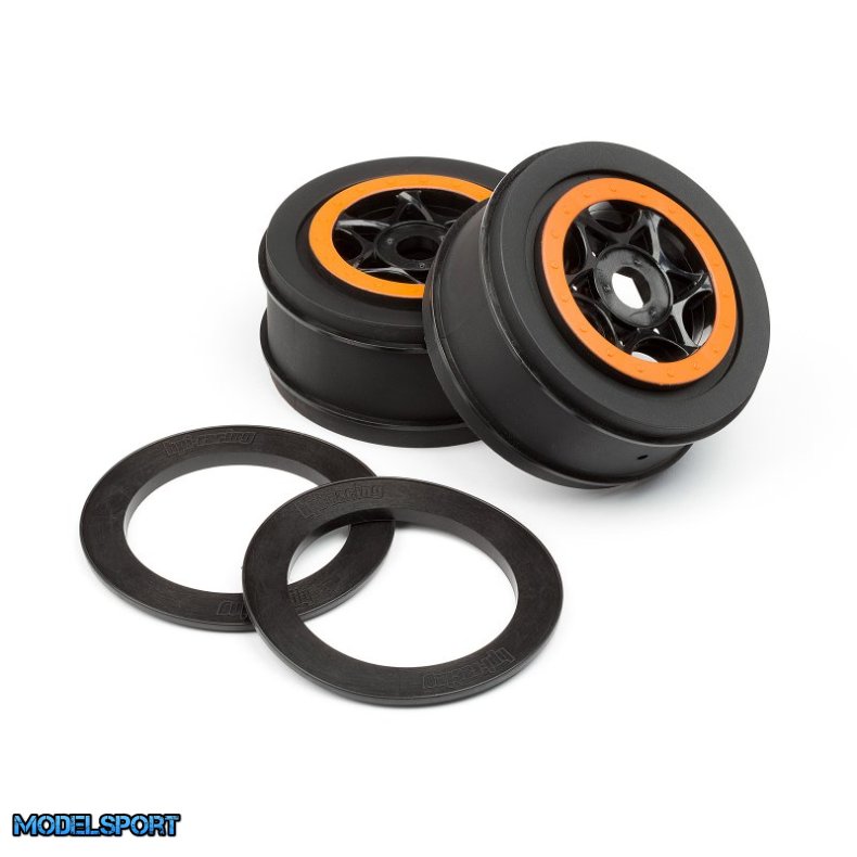 HPI 107855 Ah-64 Wheel Black/Orange (42X83mm/2Pcs)