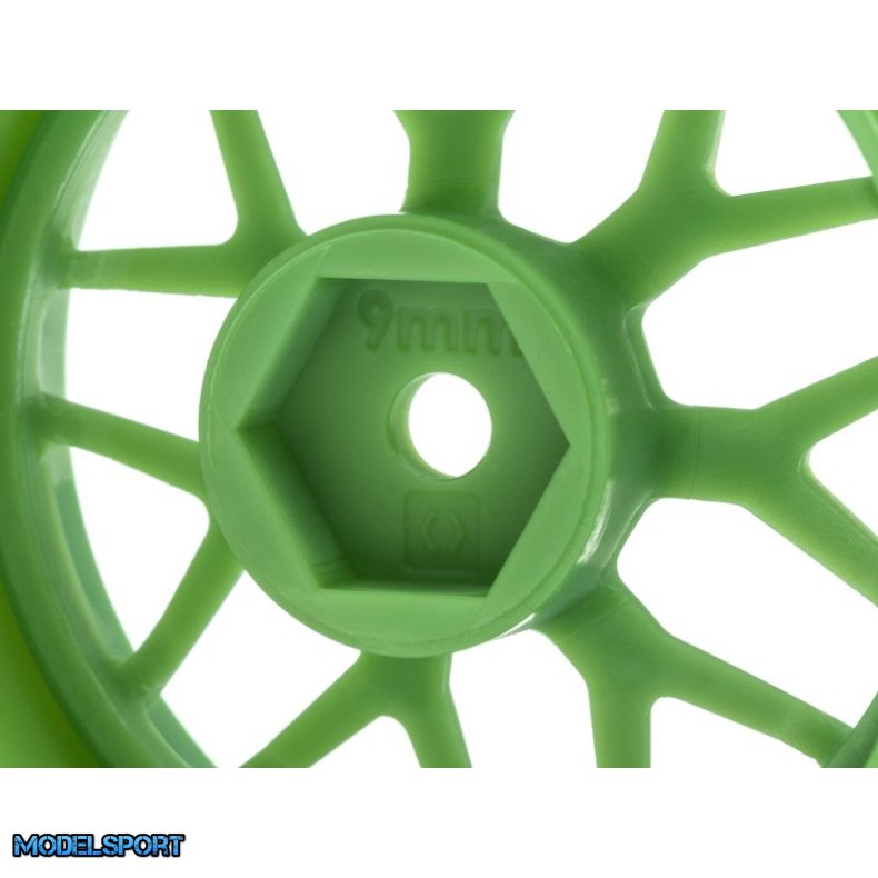 HPI 116532 Tech 7 Wheel Green 52X26X+9mm Offset (2Pcs)