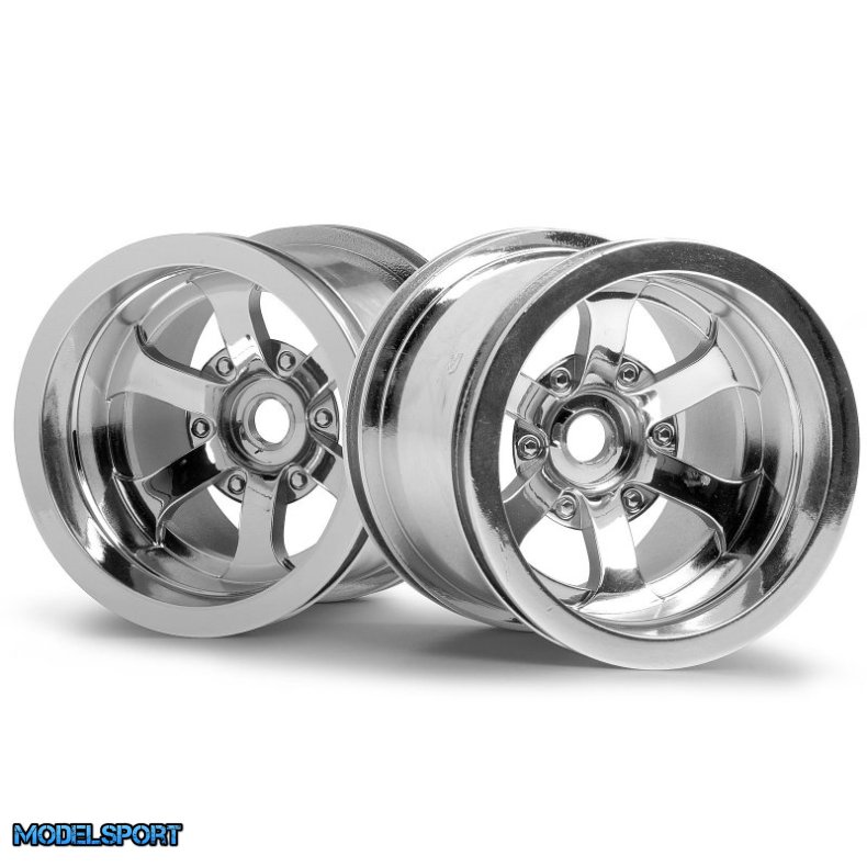 HPI 3087 Scorch 6-Spoke Wheel Shiny Chrome (55X50mm/2Pcs)