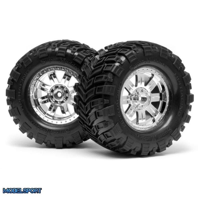 HPI 4726 Mounted Super Mud Tire 165X88mm Ringz Wheel Shncrm