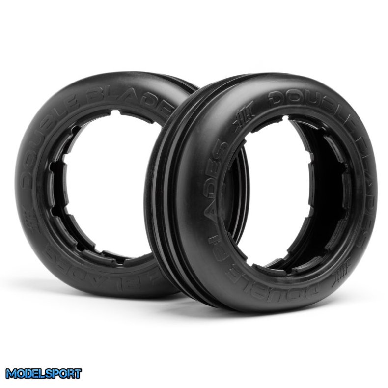 HPI 67966 Double Blades Tire (White/Baja 5B/Front/2pcs)