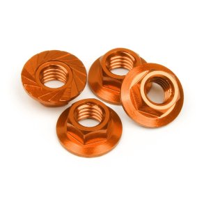 HPI 87267 Serrated Flange Nut M4 (Orange/4Pcs)