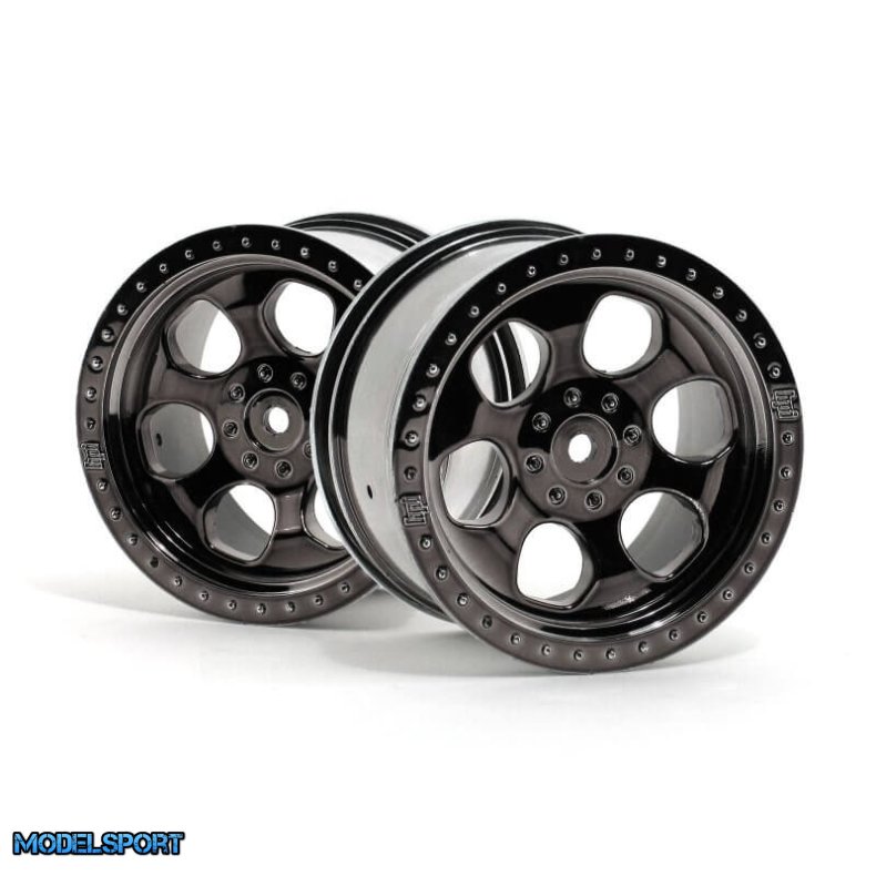 HPI 3161 6 Spoke Wheel Black Chrome 83x56mm (2Pcs)