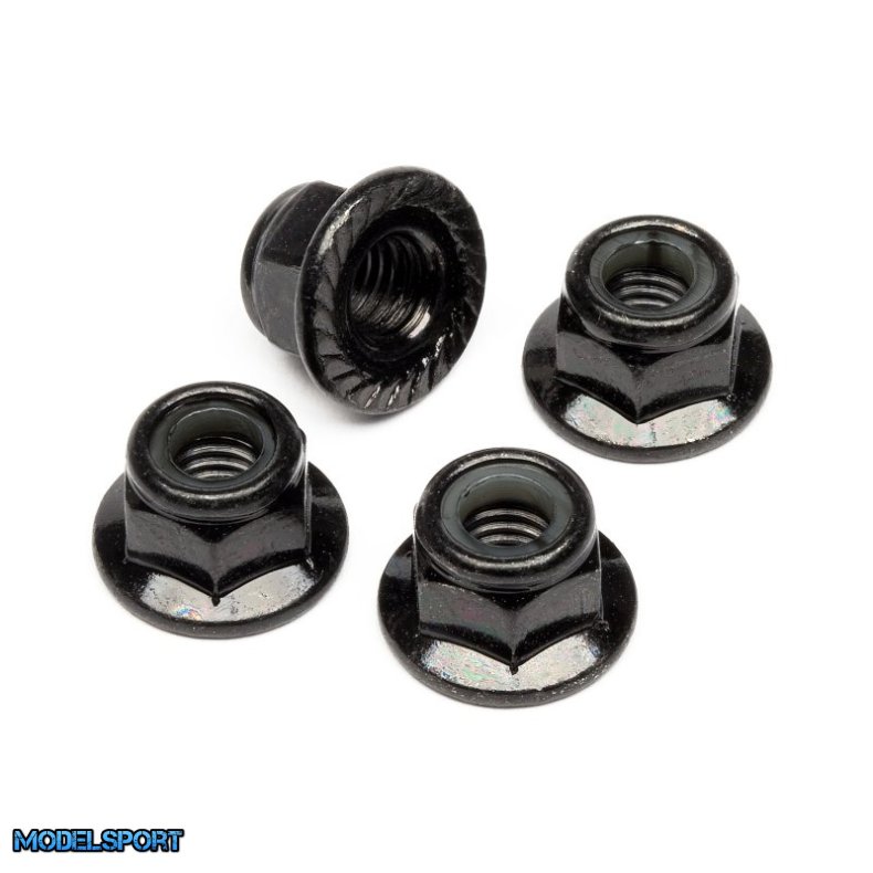HPI Z682 Flanged Lock Nut M5 (Black/4Pcs)