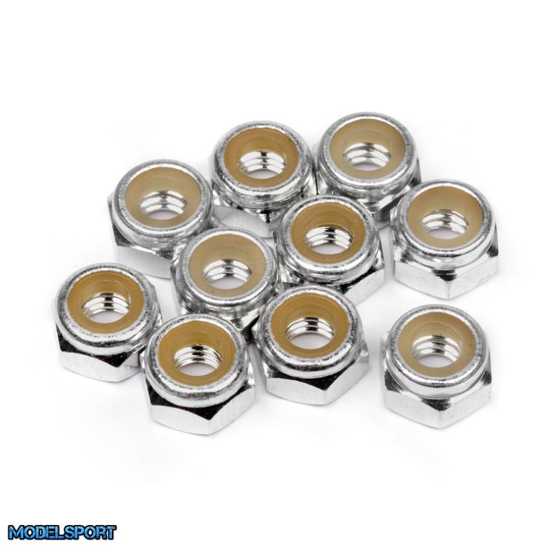 HPI Z866 Aluminum Lock Nut M4 (Silver/10Pcs)
