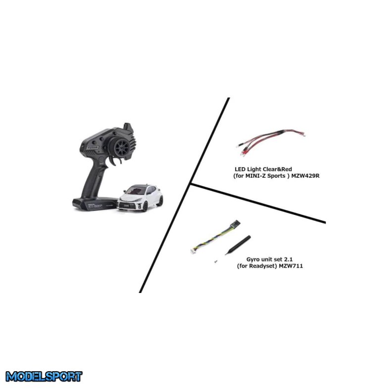 Mini-Z MR04 RWD Toyota Yaris White w/Gyro &amp; LED