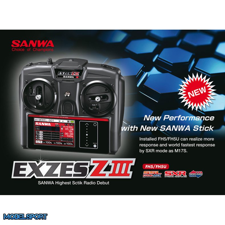 Sanwa Exzes Z3 FH5 RX493i Receiver with TX Battery instal