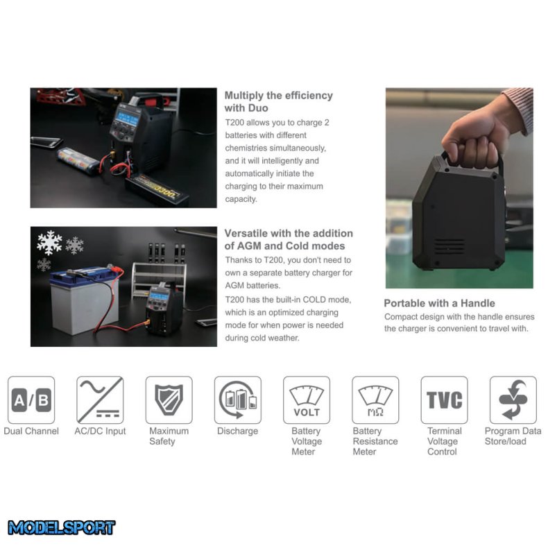 SkyRC T200 AC/DC 12A oplader