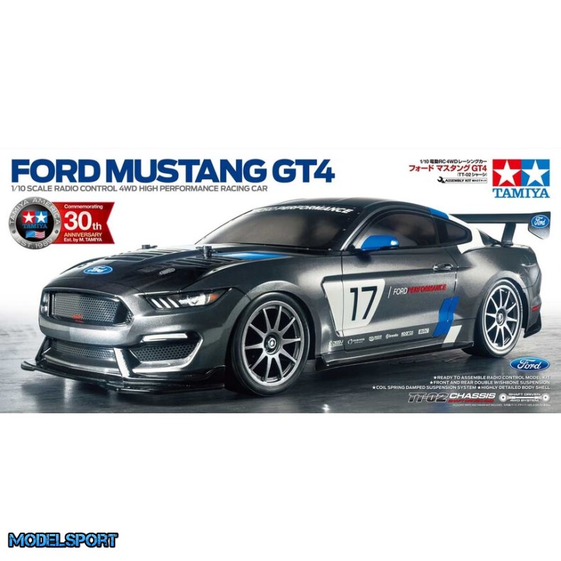 Tamiya Ford Mustang GT4 (TT-02) Fjernstyret bil