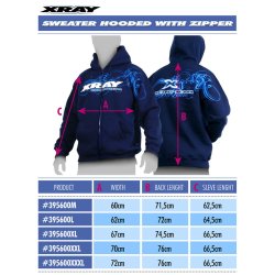 XRAY Sweater Hooded with Zipper - Blue (XXXL)