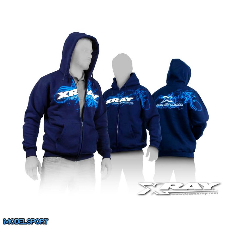 XRAY Sweater Hooded with Zipper - Blue (XXXL)