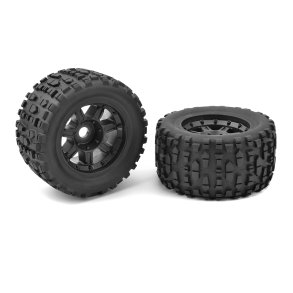 Team Corally - XP4S - MT - Tires - Grabber - Glued on Black Rims - 1 Pair