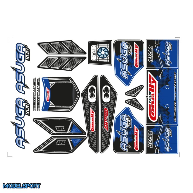 Team Corally - Body Decal Sheet - Asuga XLR - Pre-Cut - Color Blue - 1 Pc