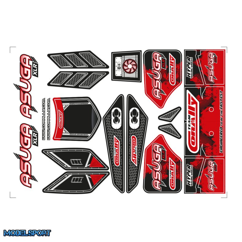 Team Corally - Body Decal Sheet - Asuga XLR - Pre-Cut - Color Red - 1 Pc