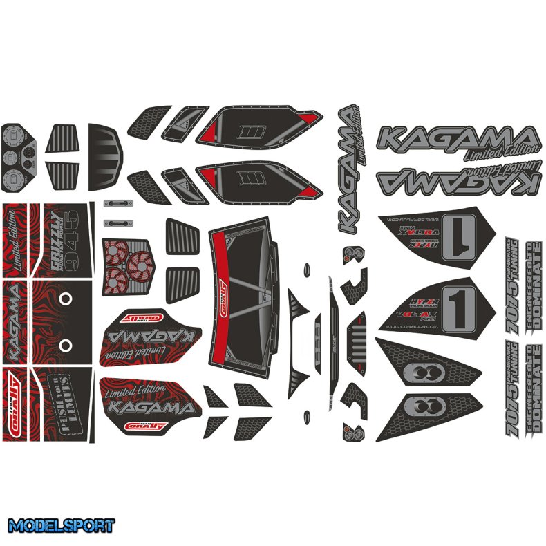 Team Corally - Body Decal Sheet - KAGAMA - Limited Edition - Pre-Cut - Red Color - 1 Pc