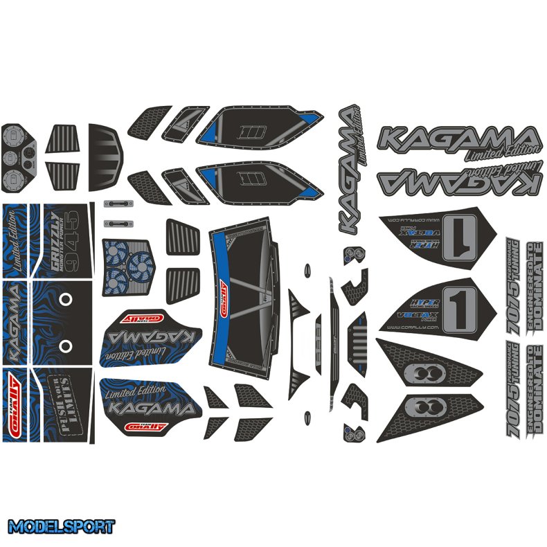 Team Corally - Body Decal Sheet - KAGAMA - Limited Edition - Pre-Cut - Blue Color - 1 Pc