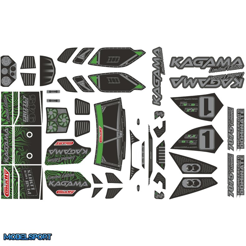 Team Corally - Body Decal Sheet - KAGAMA - Limited Edition - Pre-Cut - Green Color - 1 Pc