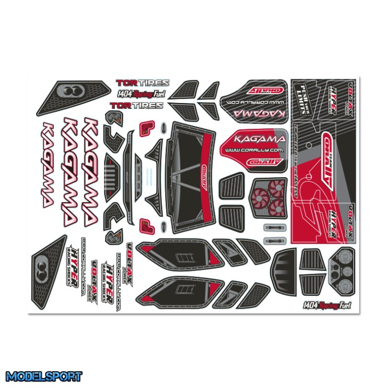 Team Corally - Body Decal Sheet - Kagama XP 6S - Pre-Cut - Red Color - 1 Pc