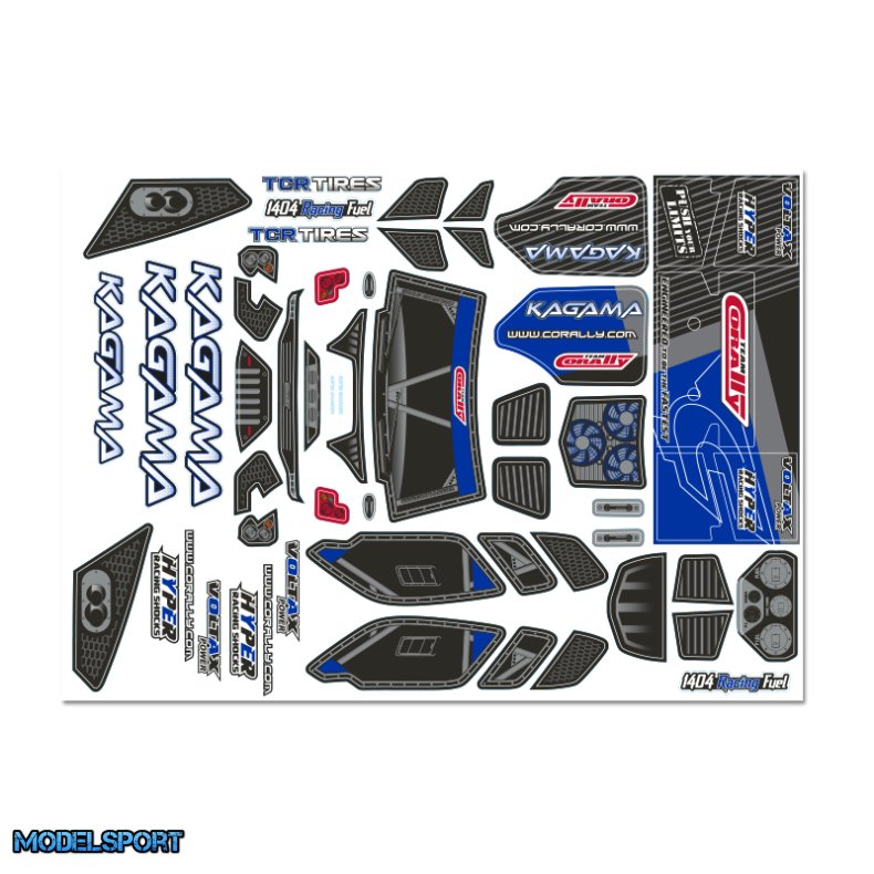 Team Corally - Body Decal Sheet - Kagama XP 6S - Pre-Cut - Blue Color - 1 Pc