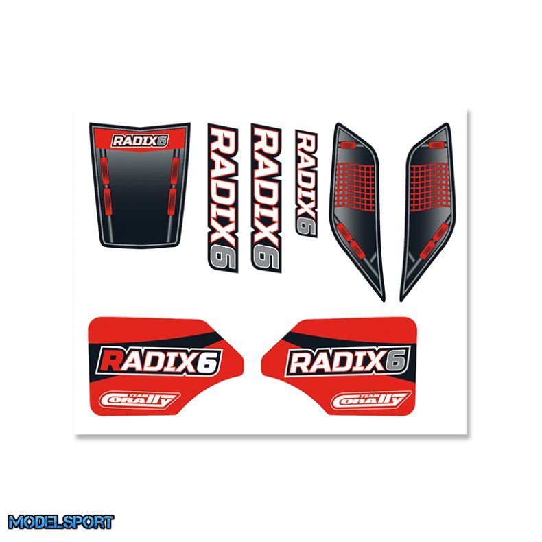 Team Corally - Body Decal Sheet - Radix 6S - Pre-Cut - Color Red - 1 Pc