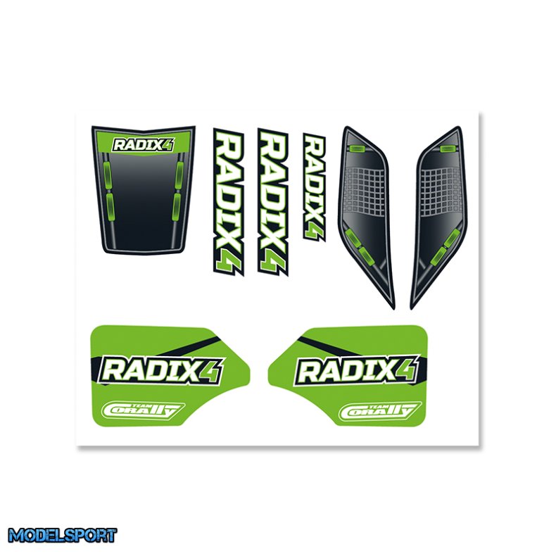 Team Corally - Body Decal Sheet - Radix 4S - Pre-Cut - Color Green - 1 Pc