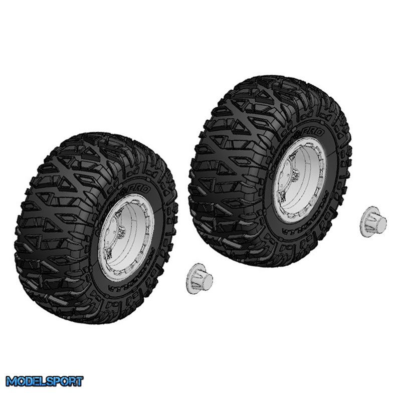 Team Corally - Tire and Rim Set - Truck - Chrome Rims - 1 Pair