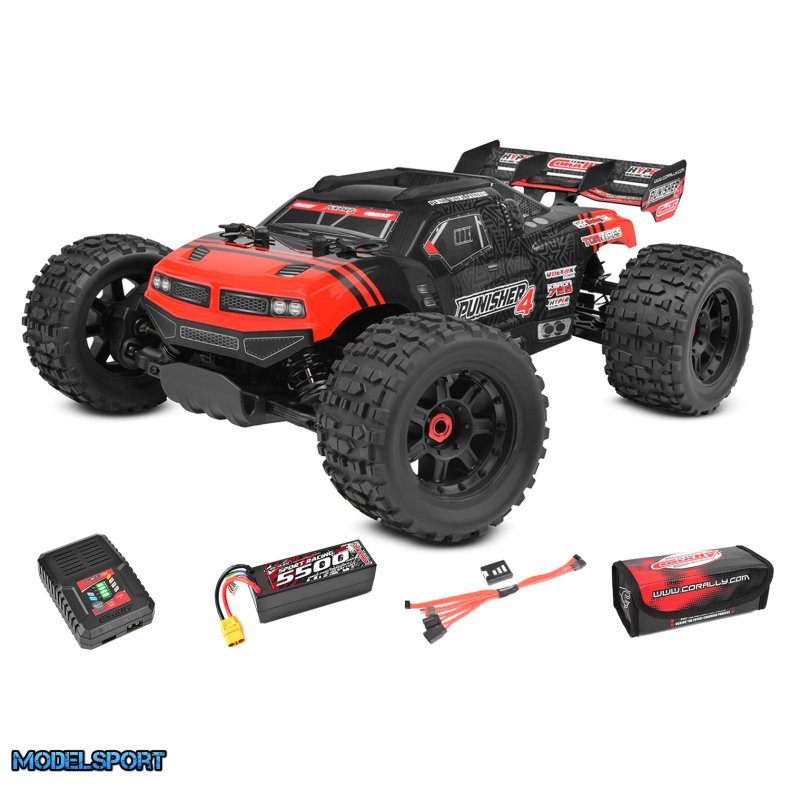 Team Corally - Punisher 4 RTR - Drive'n Go Pack 4S - Red Color