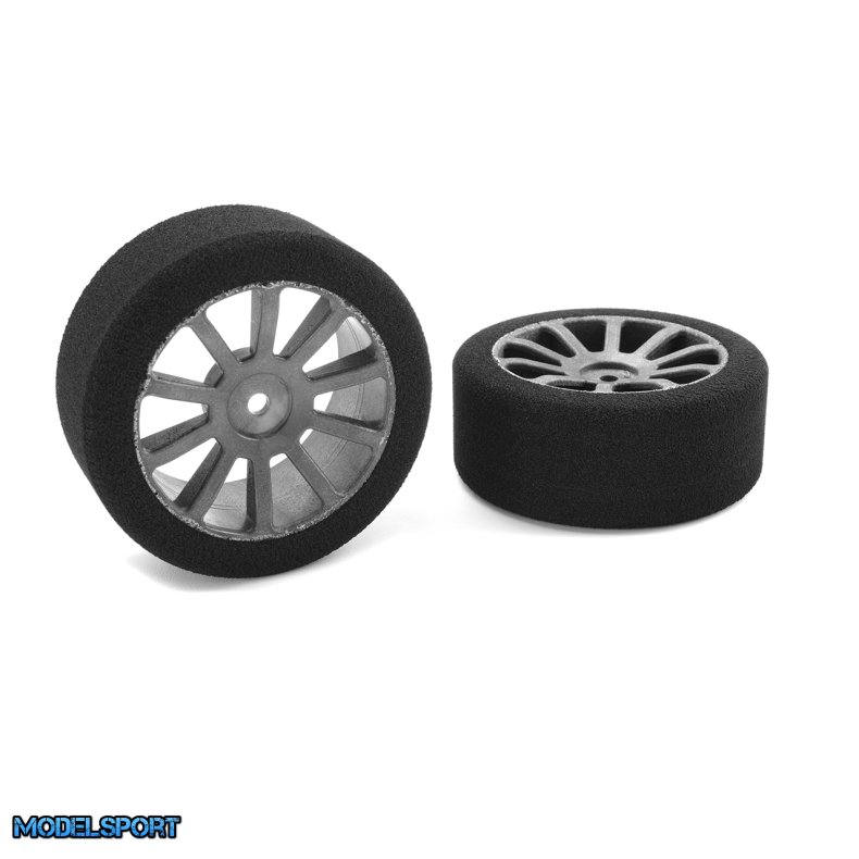 Team Corally - Attack foam tires - 1/10 GP touring - 40 shore - 26mm Front - Carbon rims - 2 pcs