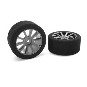 Team Corally - Attack foam tires - 1/10 GP touring - 37 shore - 30mm Rear - Carbon rims - 2 pcs