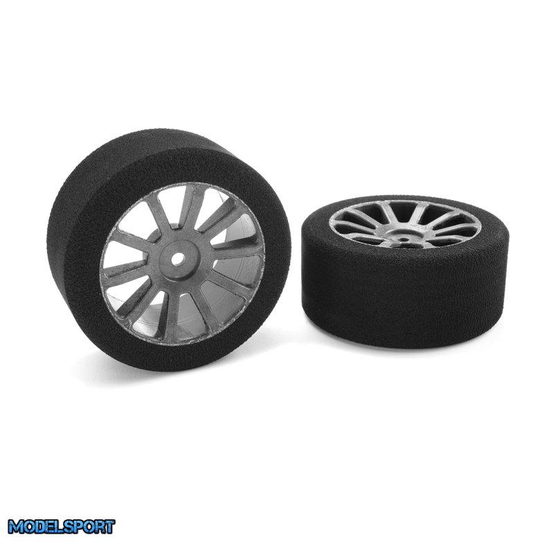 Team Corally - Attack foam tires - 1/10 GP touring - 42 shore - 30mm Rear - Carbon rims - 2 pcs