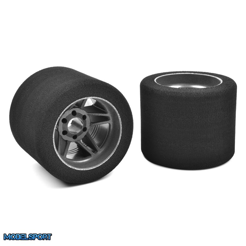 Team Corally - Attack foam tires - 1/8 Circuit - 32 shore - Rear - 76mm - Carbon rims - 2 pcs
