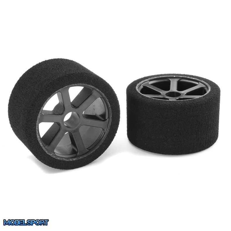 Team Corally - Attack foam tires - 1/12 Circuit - 35 shore Double Pink - Front - Carbon rims - 2 pcs