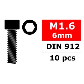 Team Corally - Steel Screws M1,6 x 6mm - Hex Socket Head - 10 pcs