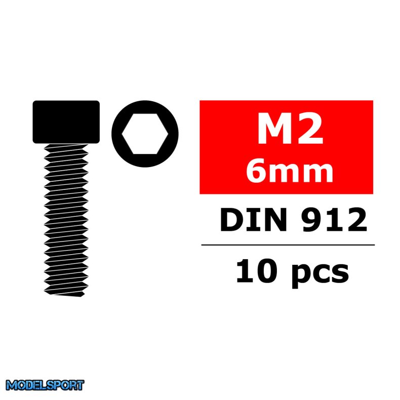 Team Corally - Steel Screws M2 x 6mm - Hex Socket Head - 10 pcs