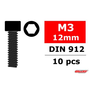 Team Corally - Steel Screws M3 x 12mm - Hex Socket Head - 10 pcs