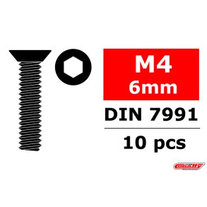 Team Corally - Steel Screws M4 x 6mm - Hex Flat Head - 10 pcs