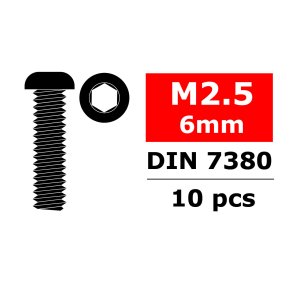 Team Corally - Steel Screws M2.5 x 6mm - Hex Button Head - 10 pcs