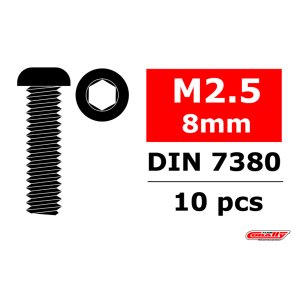 Team Corally - Steel Screws M2.5 x 8mm - Hex Button Head - 10 pcs
