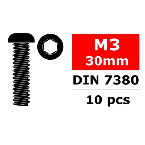 Team Corally - Hex Button Head Screw - M3x30 - Steel - 10 pcs