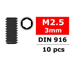 Team Corally - Steel Set Screws M2.5 x 3mm - Hex - 10 pcs