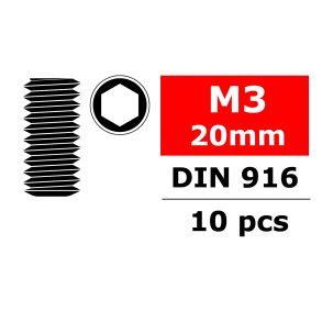 Team Corally - Steel Set Screws M3 x 20mm - Hex - 10 pcs