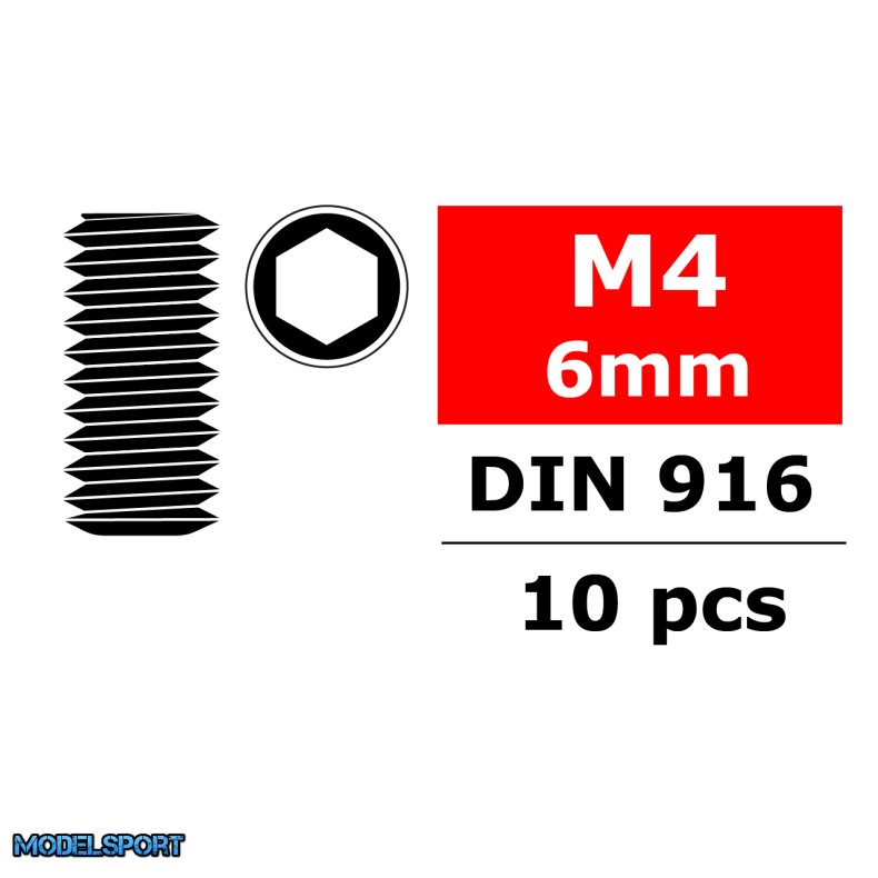 Team Corally - Steel Set Screws M4 x 6mm - Hex - 10 pcs