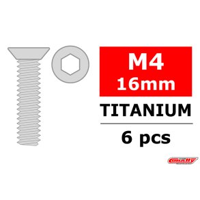 Team Corally - Titanium Screws M4 x 16mm - Hex Flat Head - 6 pcs