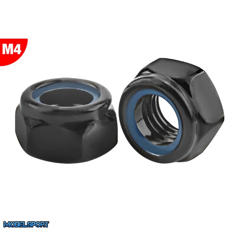 Team Corally - Steel Nylstop Nut M4 - Black Coated - 10 pcs