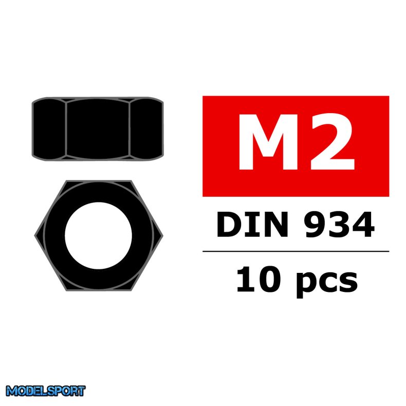 Team Corally - Steel nut M2 - Black coated - 10 pcs