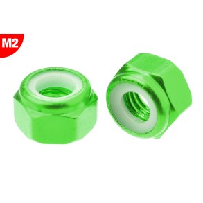 Team Corally - Aluminium Nylstop Nut - M2 - Green - 10 pcs