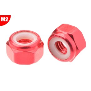 Team Corally - Aluminium Nylstop Nut - M2 - Red - 10 pcs