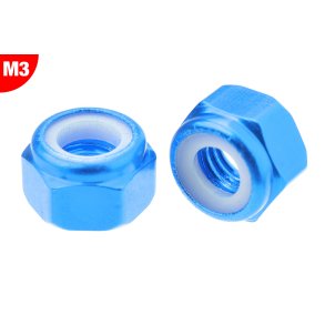 Team Corally - Aluminium Nylstop Nut - M3 - Blue - 10 pcs