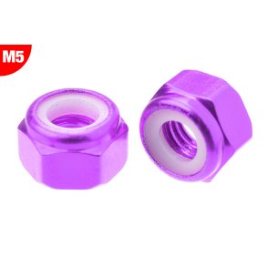 Team Corally - Aluminium Nylstop Nut - M5 - Purple - 10 pcs